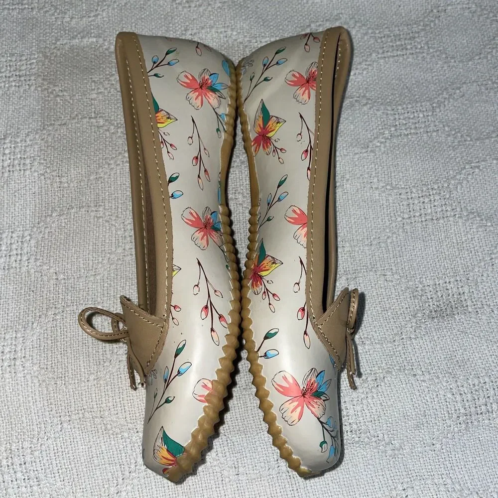 Chooka Women’s Rain Shoes Size 9 M Beige Floral Outdoors Weather Comfort